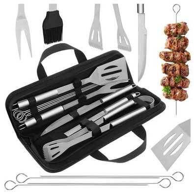 Grillbesteck-Set 9-teilig Kaminer Edelstahl mit Transportkoffer schwarz