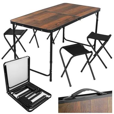 Klapptisch Gardlov Campingtisch-Set mit 4 Hockern 120x60 cm höhenverstellbar