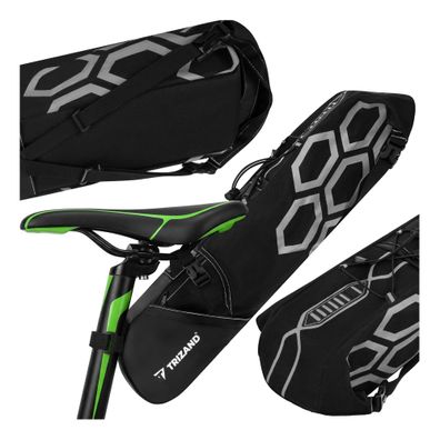 Fahrrad Satteltasche Trizand 12 L wasserdicht mit Reflektoren schwarz