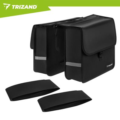Fahrradtasche Trizand Doppelpacktasche 28 L wasserdicht mit Reflektoren schwarz