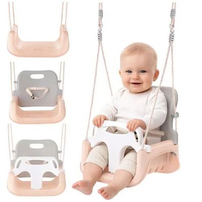 Kinderschaukel Kruzzel 3-in-1 beige grau, Seile 120-150 cm, bis 30 kg
