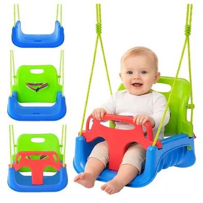 Kinderschaukel Kruzzel 3-in-1 mit Sicherheitsbügel, bis 30 kg, grün blau