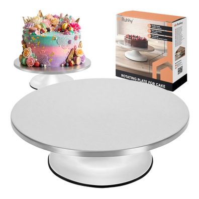 Tortenplatte drehbar Ruhhy 30 cm Edelstahl bis 20 kg mit Antirutsch-Boden