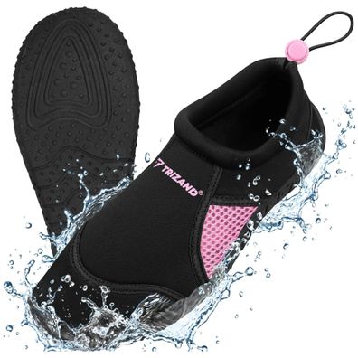 Wasserschuhe Trizand Größe 39 schwarz rosa mit 5 mm Profilsohle und Kordelzug