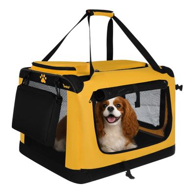 Hundetransporttasche Purlov 60x42x44 cm faltbar bis 25 kg gelb/schwarz