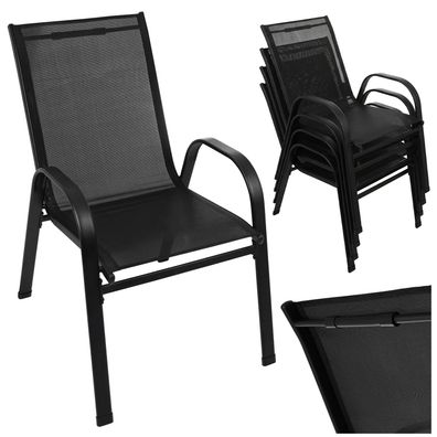 Gartenstühle 4er Set Gardlov stapelbar schwarz pulverbeschichtetes Eisen 150 kg