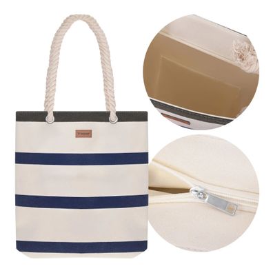 Strandtasche Trizand 18 L, gestreift, Reißverschluss, Innentasche, 40x37x12 cm