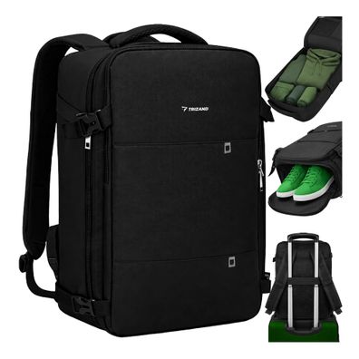 Reiserucksack Trizand 42x32x20 cm Handgepäck mit USB-Anschluss schwarz
