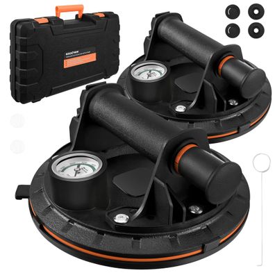 Vakuumsauger Bigstren 2er-Set mit Pumpe 200 kg Tragkraft 200 mm Saugnapf Koffer