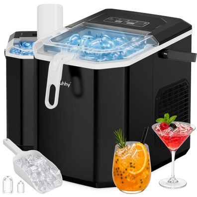 Eiswürfelbereiter Ruhhy schwarz 12 kg/24 h Eis mit 1,2 l Wassertank