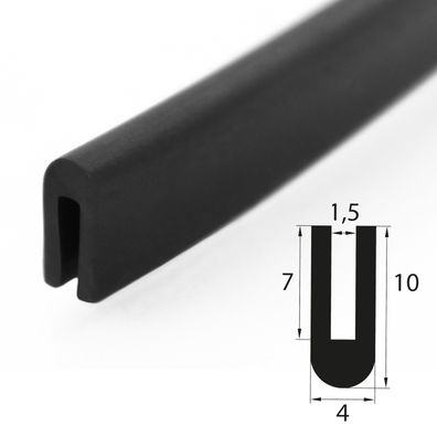 V1 Fassungsprofil 10x4 mm Fassungsbereich 1,5 mm Kantenschutz EPDM Gummiprofil Gummid