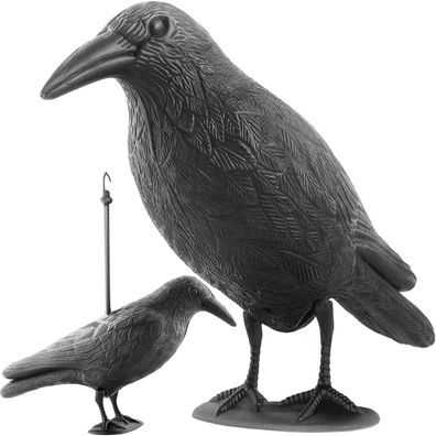 Vogelabwehr Rabe ISO TRADE Vogelschrecke 33x20 cm schwarz mit Standfuß und Haken