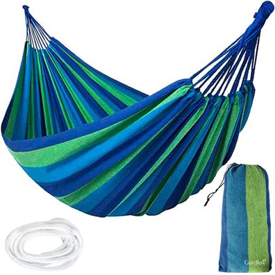 Hängematte Gardlov 190 x 160 cm Baumwolle blau grün bis 150 kg mit Tasche