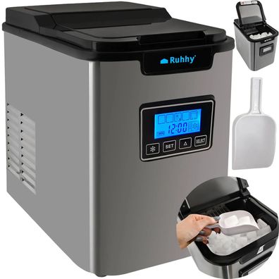 Eismaschine Ruhhy K5536 Eiswürfelbereiter 12 kg/Tag LCD-Display 3 Würfelgrößen