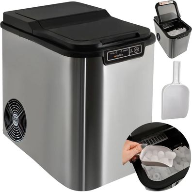 Eiswürfelmaschine Ruhhy K5537 12 kg pro Tag 2,2 l Tank Edelstahloptik