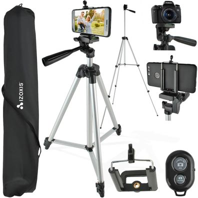 Stativ IZOXIS für Smartphone und Kamera 45-133 cm mit Fernauslöser und Tasche