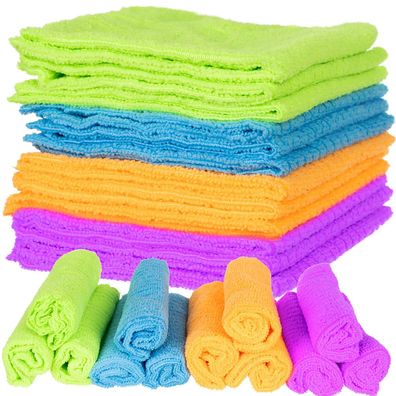 Mikrofasertuecher 12er Set Ruhhy 30x30 cm in 4 Farben fuer Kueche und Bad
