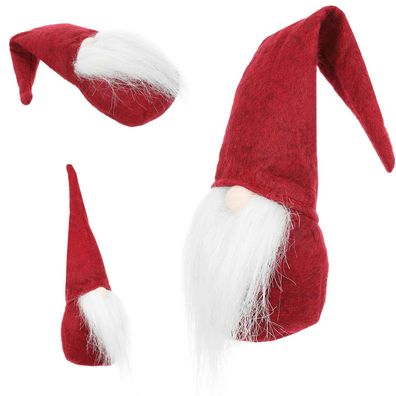 Weihnachtsfigur Wichtel stehend 30 cm Filz rot/weiß mit Bart Weihnachtsdeko