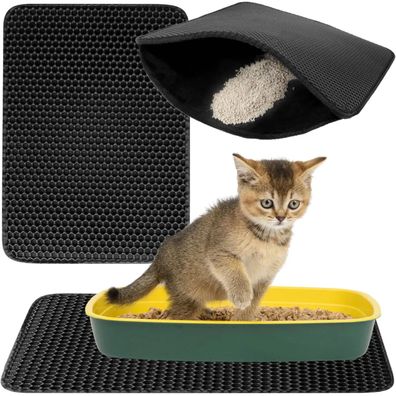 Katzenklo-Matte Purlov EVA doppellagig 49,5 x 39,5 cm wasserdicht schwarz