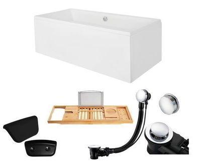 Badewanne Rechteck 190x90 Acrylschürze Ablage Kopfstütze Ablauf und Füße GRATIS