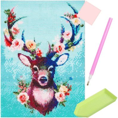 Diamant Stickmosaik Set Malatec H16213 Hirsch 30 x 40 cm mit Zubehör