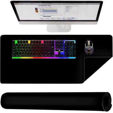 Mauspad XXL IZOXIS 90x45 cm Schreibtischunterlage schwarz rutschfest wasserfest