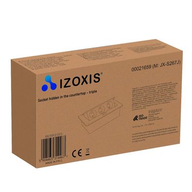 Einbausteckdose Izoxis 21659 versenkbar 3-fach Schuko 3300 W schwarz