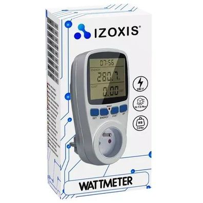 Energiekostenmessgerät IZOXIS Wattmeter 3680 W 16 A mit LCD-Display Überlastalarm