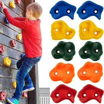Klettergriffe Kruzzel 10 Stück Set für Kletterwand, bunt, inkl. Montagematerial