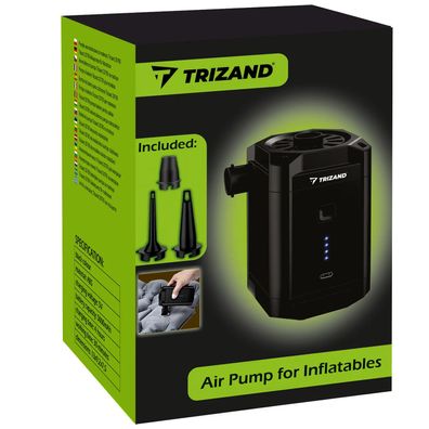 Elektrische Luftpumpe Trizand 20790 Akku kabellos USB-C mit 3 Aufsätzen schwarz