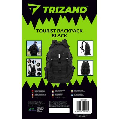 Taktischer Rucksack Trizand 20534 schwarz 25 L MOLLE mit Regenhuelle