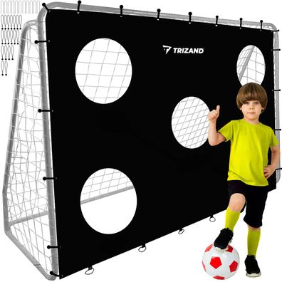Fußballtor mit Zielmatte Trizand 21268 Stahlrahmen 240x170x85 cm weiß/schwarz