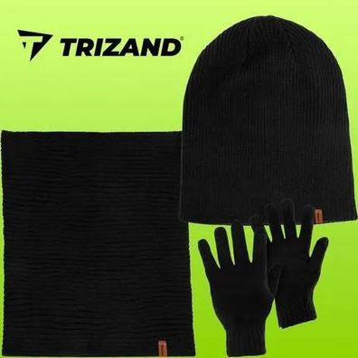 Winter-Set 3-teilig Trizand 22100 mit Mütze, Schlauchschal und Handschuhen, schwarz