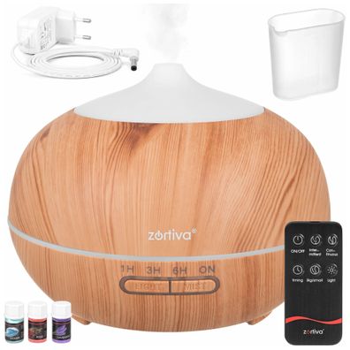 Luftbefeuchter Zortiva 400 ml Aroma Diffuser mit Fernbedienung LED Holzoptik