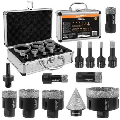 Diamant-Lochsägen Set 13-teilig Bigstren M14 Aufnahme 6-68 mm mit Alu-Koffer