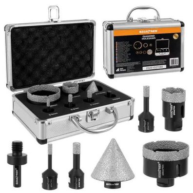 Diamantbohrkronen Set 7-teilig Bigstren 6-68 mm M14 mit Alu-Koffer