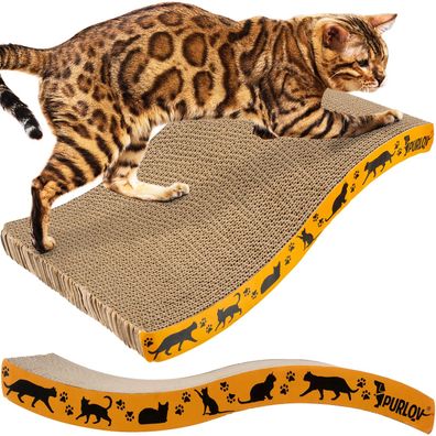 Katzenkratzbrett Purlov 22037 aus Wellpappe, Wellenform, 43,5 x 22,5 x 4 cm