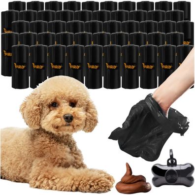 Hundekotbeutel Set Purlov 22812, 1000 Stück schwarz, 22 x 30 cm mit Spender