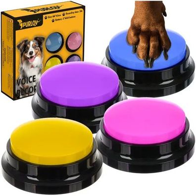 Sprechtasten für Hunde Purlov 24615, 4er Set, 30 Sekunden Aufnahme