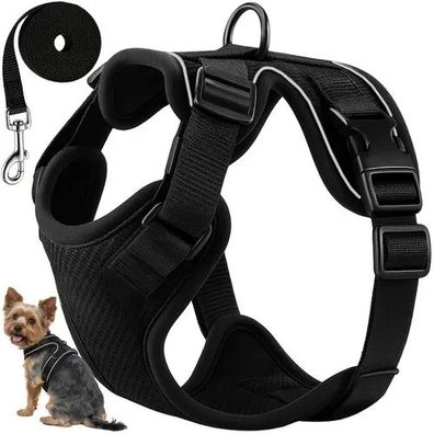 Hundegeschirr Purlov Guard Größe S mit Leine 150 cm reflektierend schwarz