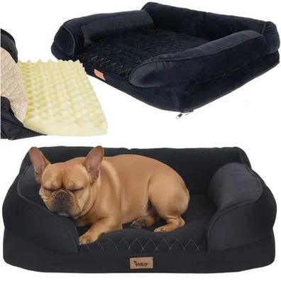 Hundebett Purlov 26914 orthopädisch Größe S 65x55 cm schwarz Noppenschaum