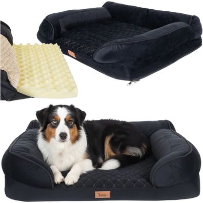 Orthopädisches Hundebett Purlov 26915 Größe M Liegefläche 70x55 cm schwarz