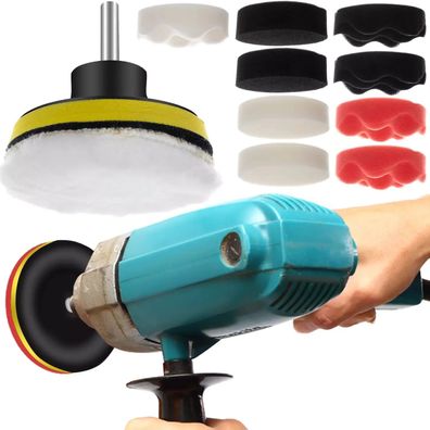 Polierschwamm Set 12-teilig Xtrobb 19167 80 mm Klett M10 Adapter 3000 U/min