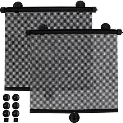 Auto Sonnenschutzrollo XTROBB 2er Set 42x54 cm schwarz mit Saugnäpfen