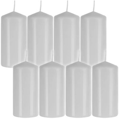 Stumpenkerzen BISPOL 8er Set weiß 5 x 10 cm Paraffin 20 Std Brenndauer