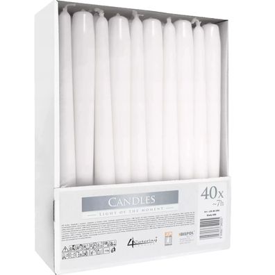 Stabkerzen weiß 40er Set Bispol Spitzkerzen 24,5 x 2,3 cm Brenndauer ca. 7 Stunden