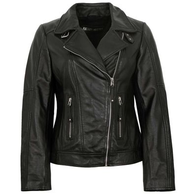 Freaky Nation - Damen Echtleder Lederjacke Bikerjacke Lammnappa schwaz