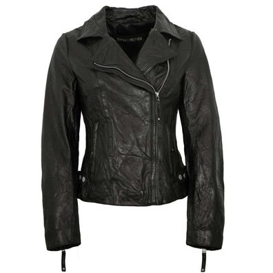 Freaky Nation - Damen Echtleder Lederjacke Bikerjacke Lammnappa schwaz