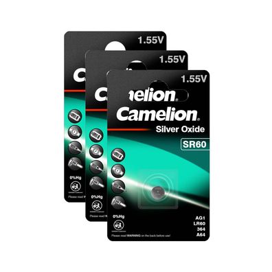 3x Camelion SR60 LR621 SR621W AG1 LR60 164 GP64A 364 364A SR621 60LR