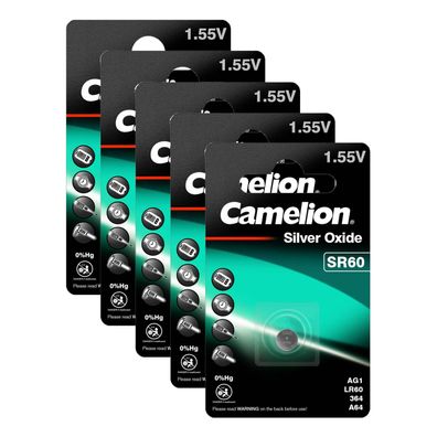 5x Camelion SR60 LR621 SR621W AG1 LR60 164 GP64A 364 364A SR621 60LR